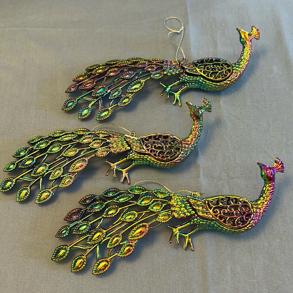 Gisela Graham Peacock Hanging Ornaments Decorations Lot of Three (3) - Picture 4 of 15